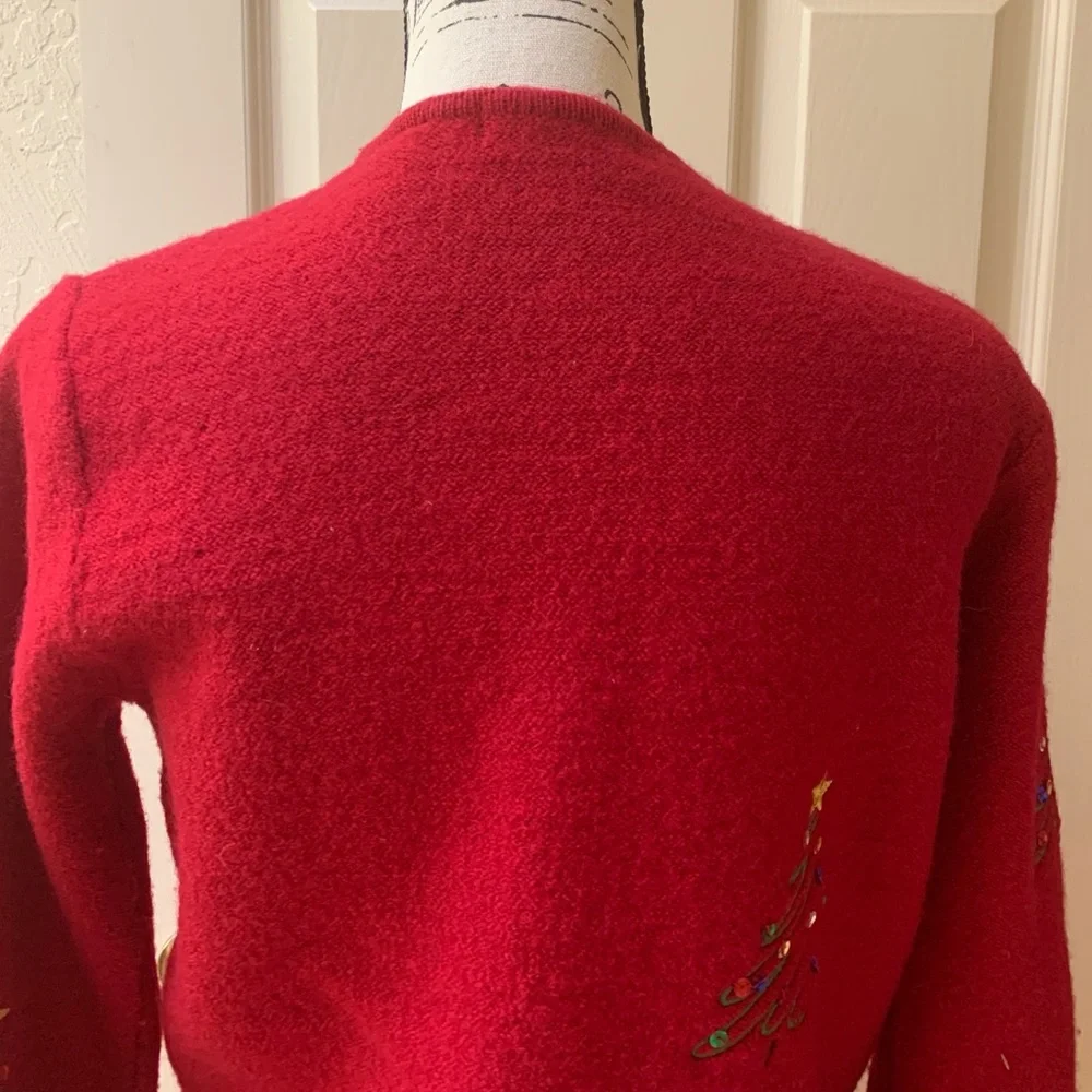 Vintage Karen Scott Festive Red Christmas Cardigan
